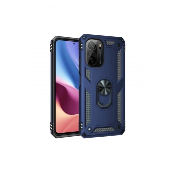 Xiaomi Poco F3 Kılıf Sofya Yüzüklü Silikon Kapak - Lacivert