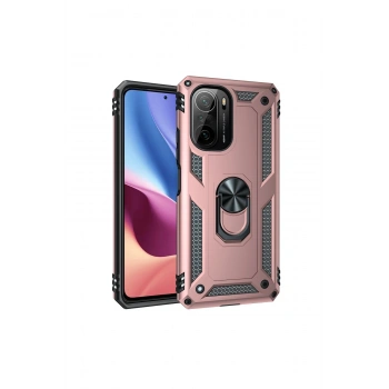 Xiaomi Poco F3 Kılıf Sofya Yüzüklü Silikon Kapak - Rose