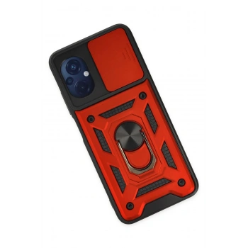 Xiaomi Poco M5 Kılıf Pars Lens Yüzüklü Silikon - Kırmızı