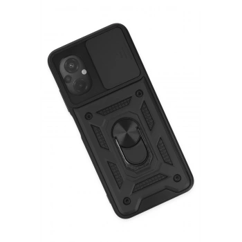 Xiaomi Poco M5 Kılıf Pars Lens Yüzüklü Silikon - Siyah