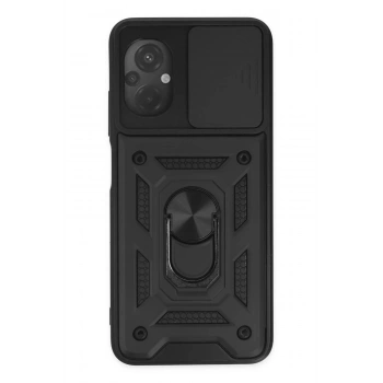 Xiaomi Poco M5 Kılıf Pars Lens Yüzüklü Silikon - Siyah