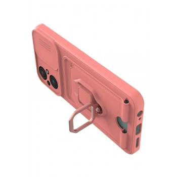 Xiaomi Poco M5 Kılıf Zuma Kartvizitli Yüzüklü Silikon - Pembe