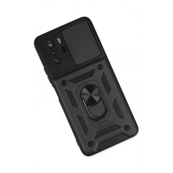 Xiaomi Poco X3 GT Kılıf Pars Lens Yüzüklü Silikon - Siyah