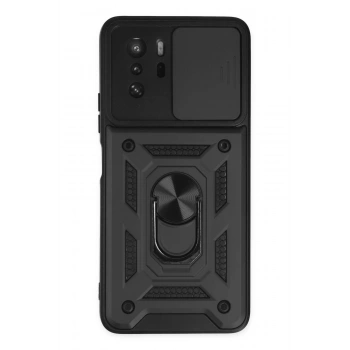 Xiaomi Poco X3 GT Kılıf Pars Lens Yüzüklü Silikon - Siyah