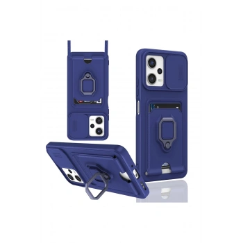 Xiaomi Poco X5 5G Kılıf Zuma Kartvizitli Yüzüklü Silikon - Lacivert