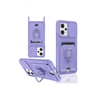 Xiaomi Poco X5 5G Kılıf Zuma Kartvizitli Yüzüklü Silikon - Lila