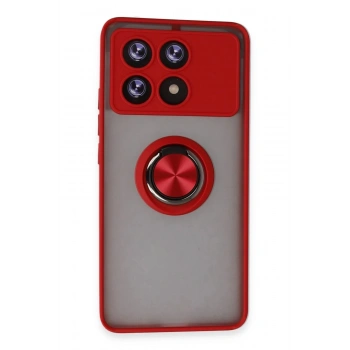 Xiaomi Poco X6 Pro Kılıf Montreal Yüzüklü Silikon Kapak - Kırmızı