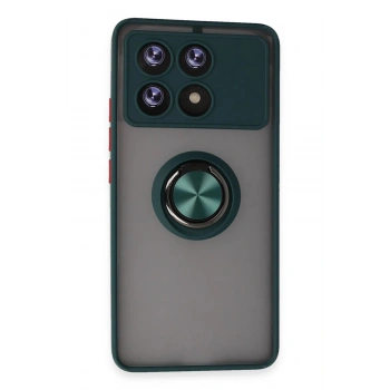 Xiaomi Poco X6 Pro Kılıf Montreal Yüzüklü Silikon Kapak - Yeşil