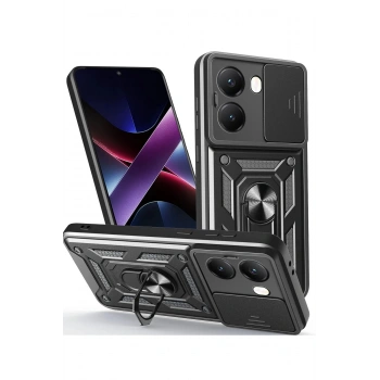 Xiaomi Poco X7 Pro Kılıf Pars Lens Yüzüklü Silikon - Siyah