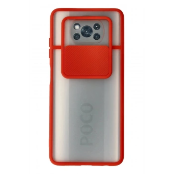 Xiaomi Pocophone X3 Kılıf Palm Buzlu Kamera Sürgülü Silikon - Kırmızı