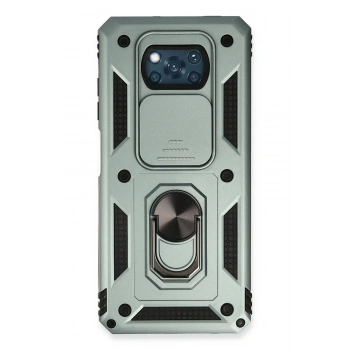 Xiaomi Pocophone X3 Kılıf Pars Lens Yüzüklü Silikon - Yeşil