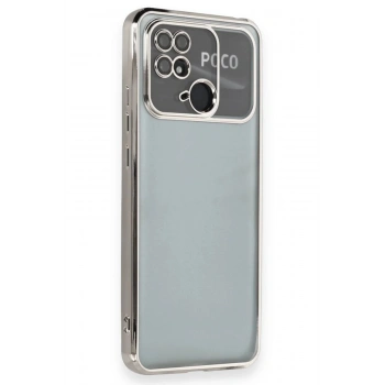 Xiaomi Redmi 10C Kılıf Lensli Silikon - Gümüş