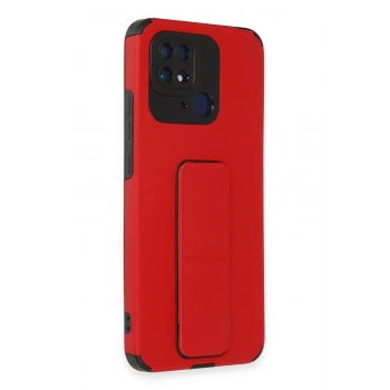 Xiaomi Redmi 10C Kılıf Mega Standlı Silikon - Kırmızı