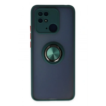 Xiaomi Redmi 10C Kılıf Montreal Yüzüklü Silikon Kapak - Yeşil