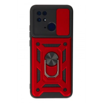 Xiaomi Redmi 10C Kılıf Pars Lens Yüzüklü Silikon - Kırmızı