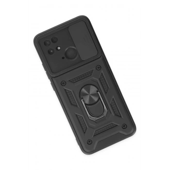 Xiaomi Redmi 10C Kılıf Pars Lens Yüzüklü Silikon - Siyah