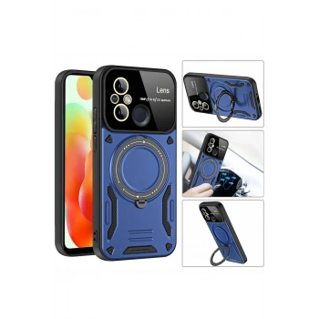 Xiaomi Redmi 12C Kılıf Joy Lens Standlı Kapak - Siyah