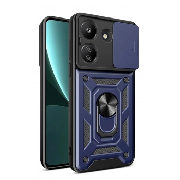 Xiaomi Redmi 13C Kılıf Pars Lens Yüzüklü Silikon - Lacivert