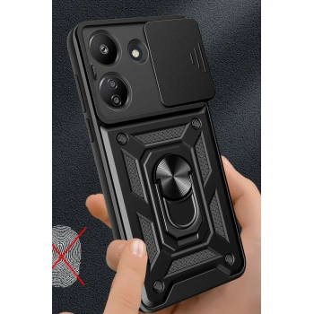 Xiaomi Redmi 13C Kılıf Pars Lens Yüzüklü Silikon - Yeşil