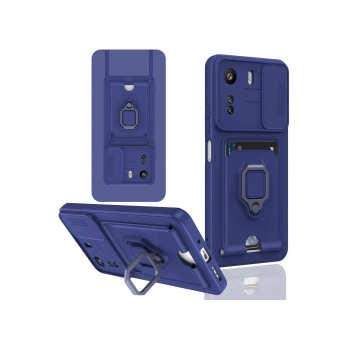 Xiaomi Redmi 13C Kılıf Zuma Kartvizitli Yüzüklü Silikon - Lacivert