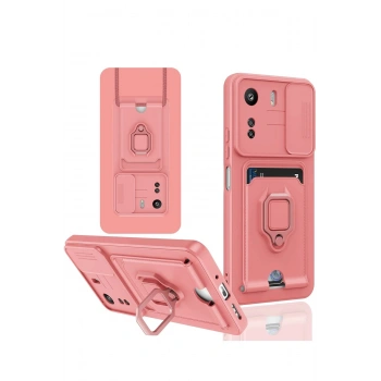 Xiaomi Redmi 13C Kılıf Zuma Kartvizitli Yüzüklü Silikon - Pembe