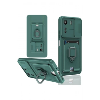 Xiaomi Redmi 13C Kılıf Zuma Kartvizitli Yüzüklü Silikon - Yeşil