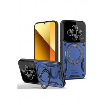 Xiaomi Redmi 14C Kılıf Joy Lens Standlı Kapak - Lacivert