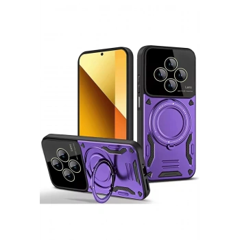 Xiaomi Redmi 14C Kılıf Joy Lens Standlı Kapak - Mor