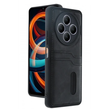 Xiaomi Redmi 14C Kılıf Sara Kartvizitli Deri Kılıf - Siyah