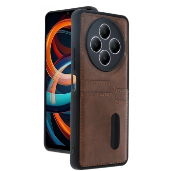 Xiaomi Redmi 14C Kılıf Sara Kartvizitli Deri Kılıf - Taba