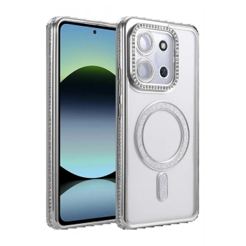 Xiaomi Redmi 15C 4G Joke Simli Magneticsafe Kılıf - Gümüş