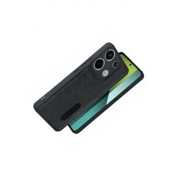 Xiaomi Redmi 15C 4G Sara Kartvizitli Deri Kılıf - Siyah