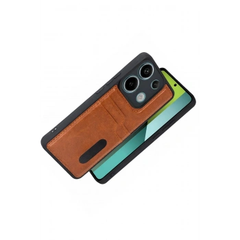 Xiaomi Redmi 15C 4G Sara Kartvizitli Deri Kılıf - Taba