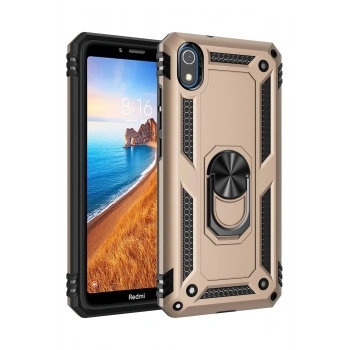 Xiaomi Redmi 7A Kılıf Sofya Yüzüklü Silikon Kapak - Gold