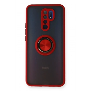 Xiaomi Redmi 9 Kılıf Montreal Yüzüklü Silikon Kapak - Kırmızı