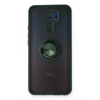 Xiaomi Redmi 9 Kılıf Montreal Yüzüklü Silikon Kapak - Yeşil