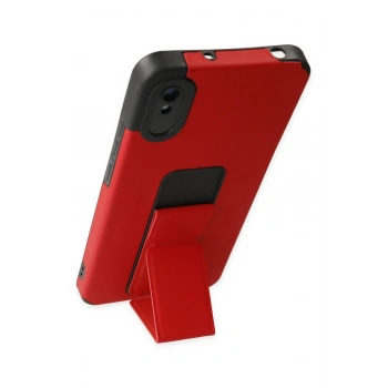 Xiaomi Redmi 9A Kılıf Mega Standlı Silikon - Kırmızı