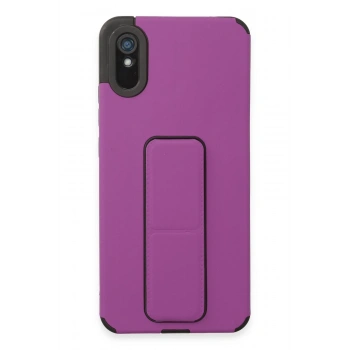 Xiaomi Redmi 9A Kılıf Mega Standlı Silikon - Mor