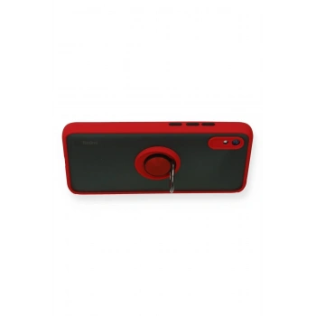 Xiaomi Redmi 9A Kılıf Montreal Yüzüklü Silikon Kapak - Kırmızı