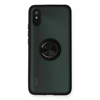 Xiaomi Redmi 9A Kılıf Montreal Yüzüklü Silikon Kapak - Siyah
