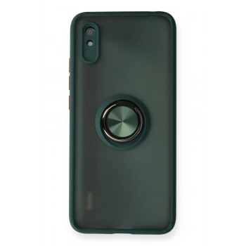 Xiaomi Redmi 9A Kılıf Montreal Yüzüklü Silikon Kapak - Yeşil