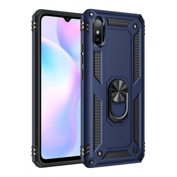 Xiaomi Redmi 9A Kılıf Sofya Yüzüklü Silikon Kapak - Lacivert