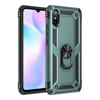 Xiaomi Redmi 9A Kılıf Sofya Yüzüklü Silikon Kapak - Yeşil