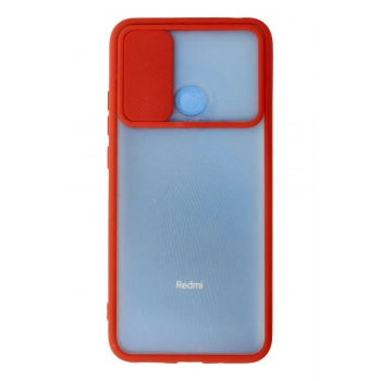 Xiaomi Redmi 9C Kılıf Palm Buzlu Kamera Sürgülü Silikon - Kırmızı