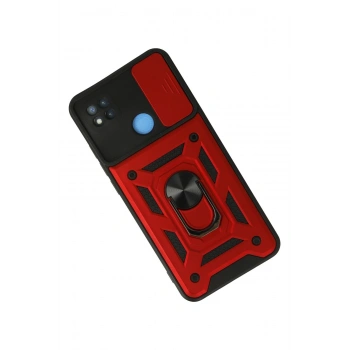 Xiaomi Redmi 9C Kılıf Pars Lens Yüzüklü Silikon - Kırmızı