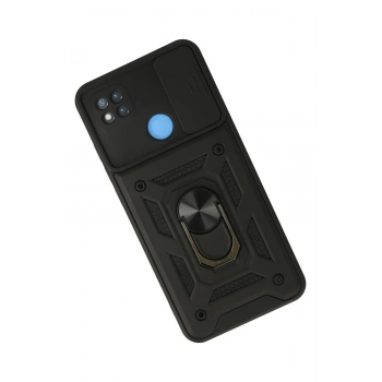 Xiaomi Redmi 9C Kılıf Pars Lens Yüzüklü Silikon - Siyah