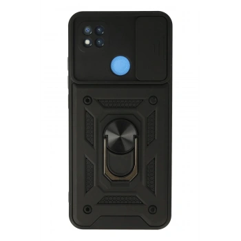 Xiaomi Redmi 9C Kılıf Pars Lens Yüzüklü Silikon - Siyah