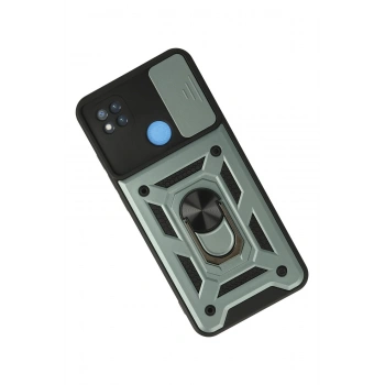 Xiaomi Redmi 9C Kılıf Pars Lens Yüzüklü Silikon - Yeşil