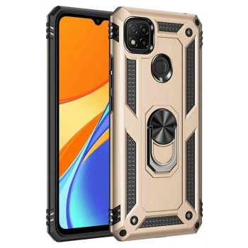 Xiaomi Redmi 9C Kılıf Sofya Yüzüklü Silikon Kapak - Gold