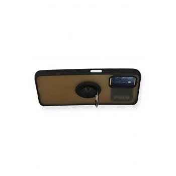Xiaomi Redmi 9T Kılıf Montreal Yüzüklü Silikon Kapak - Siyah